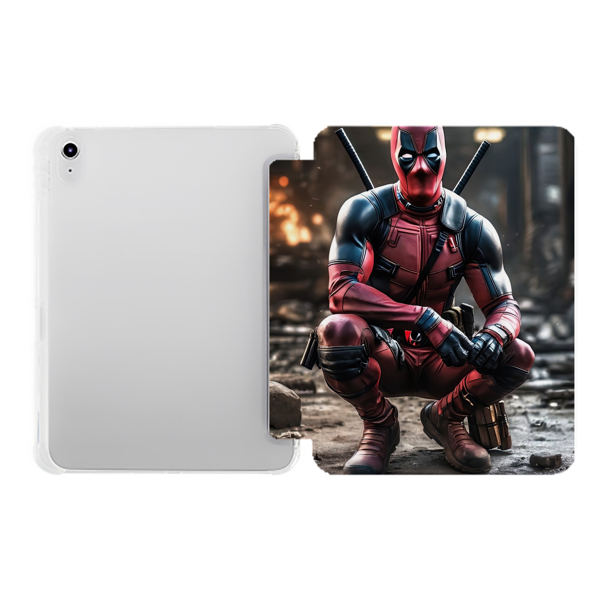（画像用） Deadpool デッドプール IPad ケース ペン収納付き 三つ折りスタンド PUレザー×シリコン 対応機種9.5/10.5/10.9インチ